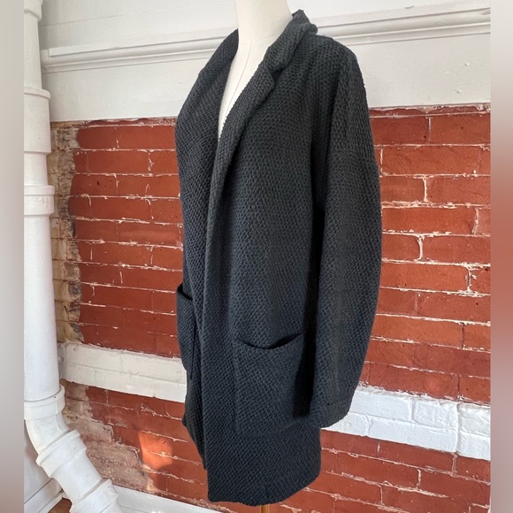 Marine Layer Lila Coat  Oversized Open Front Cardigan Sweater Charcoal Gray - Picture 9 of 14